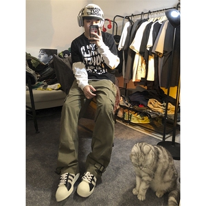 B221 美式ins街头hiphop宽松休闲多口袋工装裤子 LK23120-P65控88图片