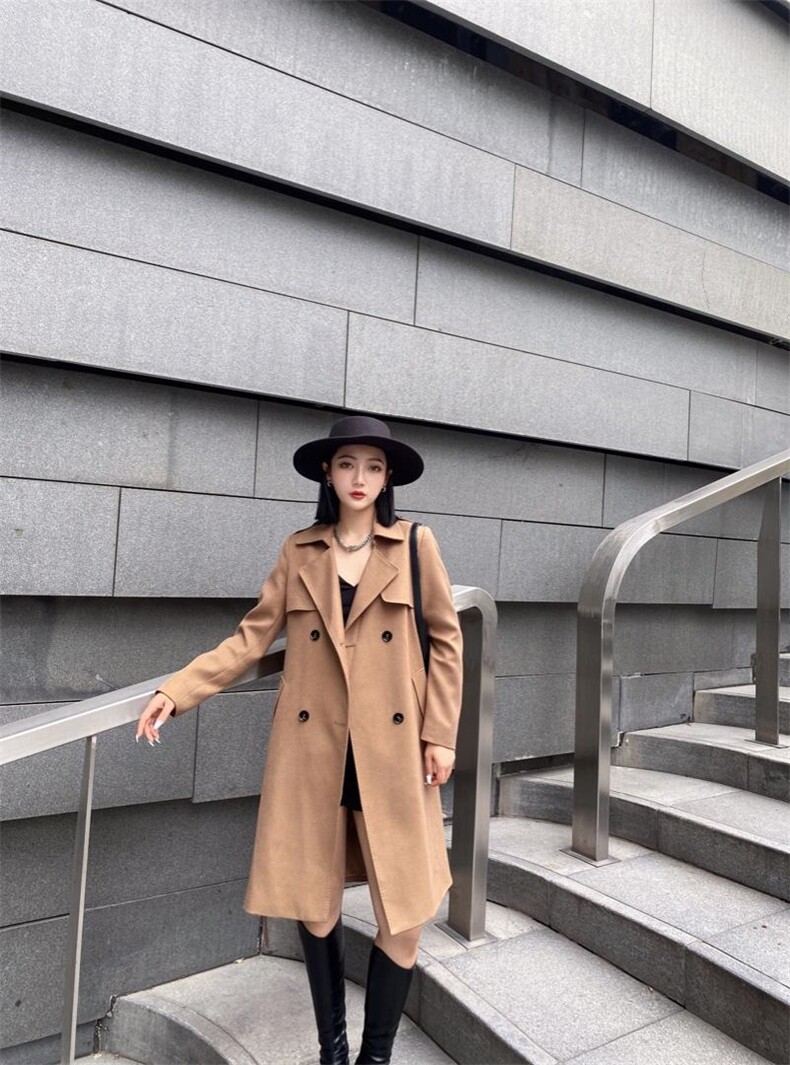 【现货】2021秋季长款风衣精纺TR面料系列款，女装风衣，蓝典