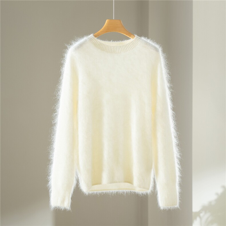2025百搭时尚圆领软糯保暖羊绒衫时尚简约，女装针织衫/毛衣，伊纯羊绒