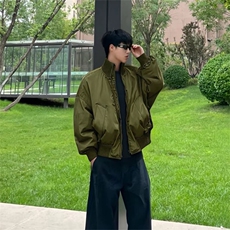 抖音得物美式潮休闲夹克春季立领纯色复古工装加厚棉服外套MF01，男装夹克，电商A443