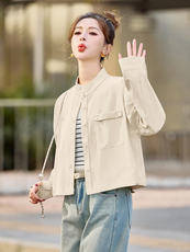 小个子牛仔短外套女2026春秋薄款衬衫宽松休闲开衫背心上衣，女装短外套，微微衣阁