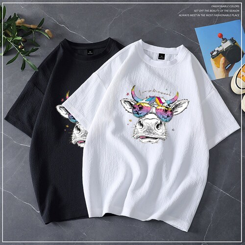 夏季新品青少年大码港风个性印花情侣男女圆领短袖T恤T616P30，男装T恤，电商B226