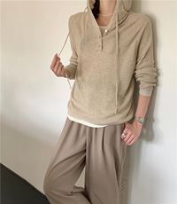 新款简约百搭长袖针织女宽松休闲外套，女装针织衫/毛衣，伟祺羊绒