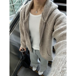 毛衣外套男款开春cleanfit慵懒风高级感连帽针织开衫ZZS66P75图片