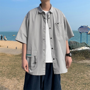 CS4002-P55 夏季新款工装质感短袖衬衫男士工装衬衣韩版时尚 控78图片