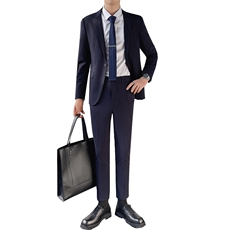 轻熟风条纹男装西服套装两件套W2123，男装西服套装，星座1012