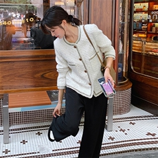 燕麦羊毛法式小香风外套女2025年春秋新款高级感百搭短款轻奢上衣，女装毛呢外套，天使之佳话