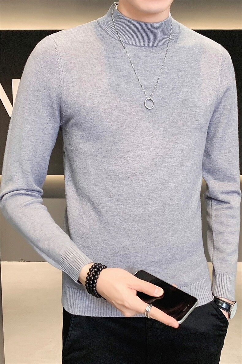 12色纯色毛衣打底衫男秋冬内搭半高领修身针织衫M602特p35,男装针织衫/毛衣,电商D303
