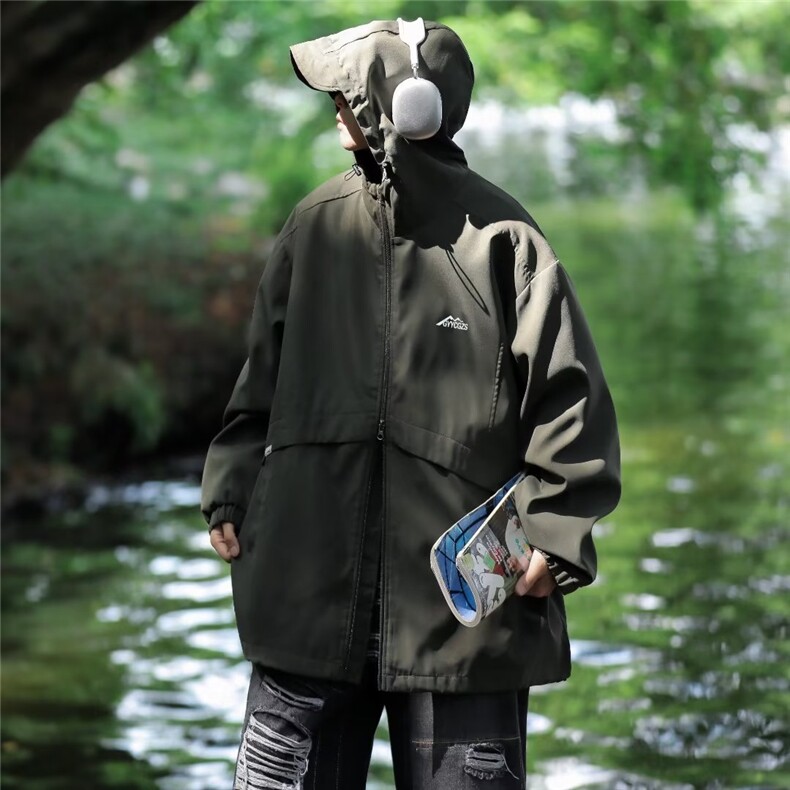 工装连帽外套男秋季新款潮牌宽松户外机能风冲锋衣夹克CF91-P60,男装夹克,星座1008-2