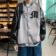 2023新款美式复古撞色高街刺绣麂皮绒棒球服夹克W9207P68，男装夹克，星座1116-2