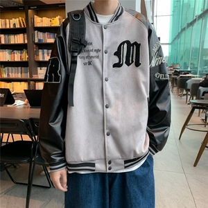 2023新款美式复古撞色高街刺绣麂皮绒棒球服夹克W9207P68图片