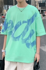 得物抖音40支双纱高品质印花潮牌半袖纯棉短袖T恤男女T7219-P45，男装T恤，电商A441-1