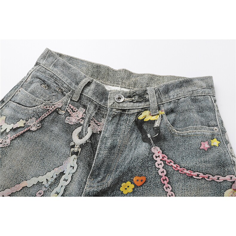 5066-明星同款糖果链美式数码印花高质量牛仔裤(P68X98),男装牛仔裤,电商C315