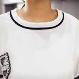 时尚宽松短袖T恤女夏季新款韩版百搭显瘦上衣学生休闲打底衫，女装T恤，深水步