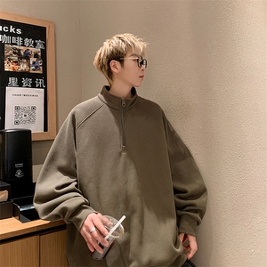 8XL-M 特大码卫衣男纯色百搭条纹肌理立领拉链长袖T恤男WY08P55图片