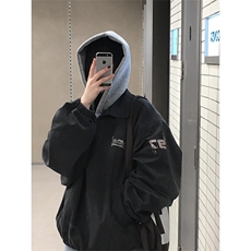 水洗做旧印花工装套头卫衣WY204特P85，男装卫衣，星座908-1