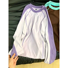 高品春秋双面德绒长袖撞色明线拼接T恤打底衫男女A1284-P50，男装T恤，星座1505