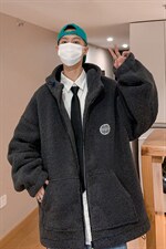 字母刺绣内里加绒羊羔绒外套男冬季羊羔毛棉衣MY501P128控158，男装棉衣，星座517A-1