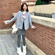 轻熟风毛呢外套女2025冬季短款圆领双排扣毛球装饰气质韩式风上衣，女装短外套，2C108