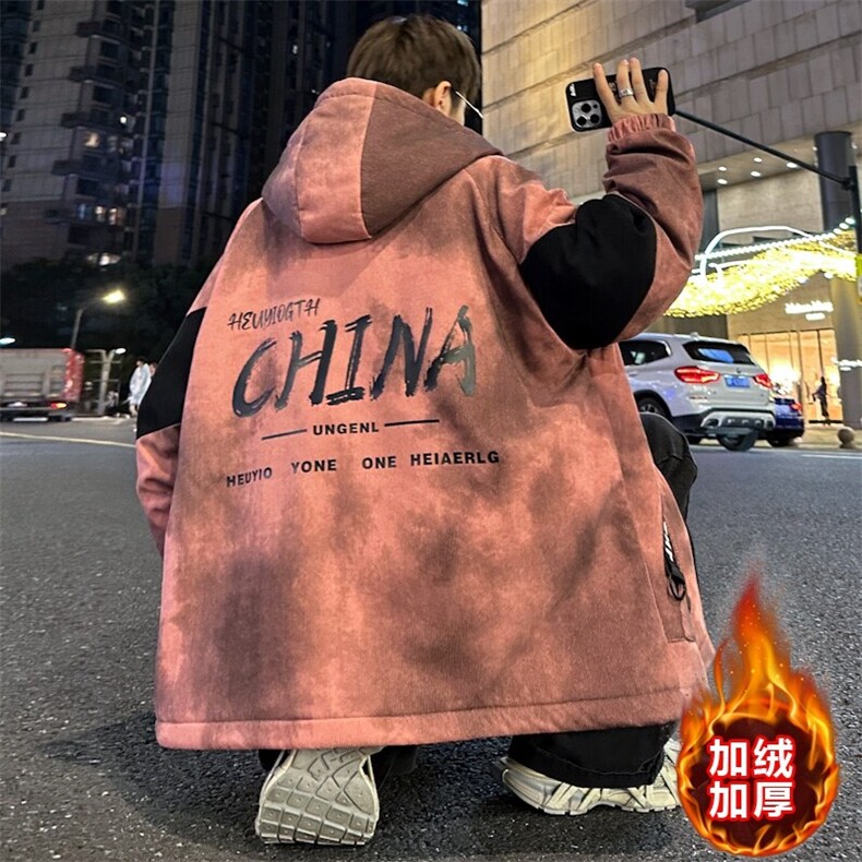 新款2025男士连帽加绒加厚脏脏然夹克外套冬季,男装夹克,星座1206（原A206）