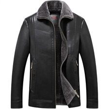8807/P110爸爸加绒皮衣外套冬装加绒加厚保暖皮衣老服男装老年装，男装皮衣，星座1216（原钱塘722）