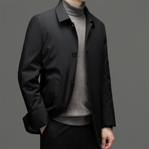 羽绒服冬季新款中年男士商务休闲爸爸装上衣立领加厚保暖外套男装图片