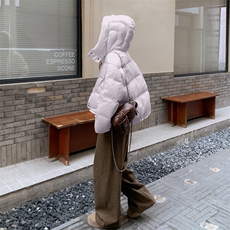 现货新款独特超好看短款羽绒服女款冬连帽面包服羽绒服，女装羽绒服，韩然一族