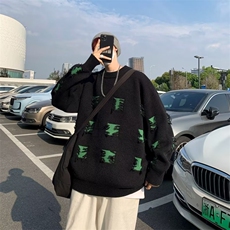 秋冬潮男百搭宽松圆领针织毛衣外套，男装针织衫/毛衣，四季星座218-1