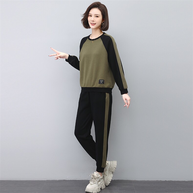 卫衣运动套装女2025春秋新款时尚休闲中年妈妈大码洋气卫裤两件套,女装套装/套裙,忆绮罗