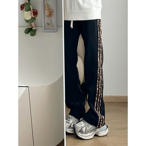 【有货】JRK83CC-特P45 加绒豹纹三条杠裤子男加厚条纹卫裤图片
