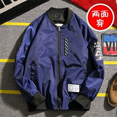 2021秋季新日系大码笑脸印花空军任意两面穿棒球外套男J823-P60，男装夹克，电商A001