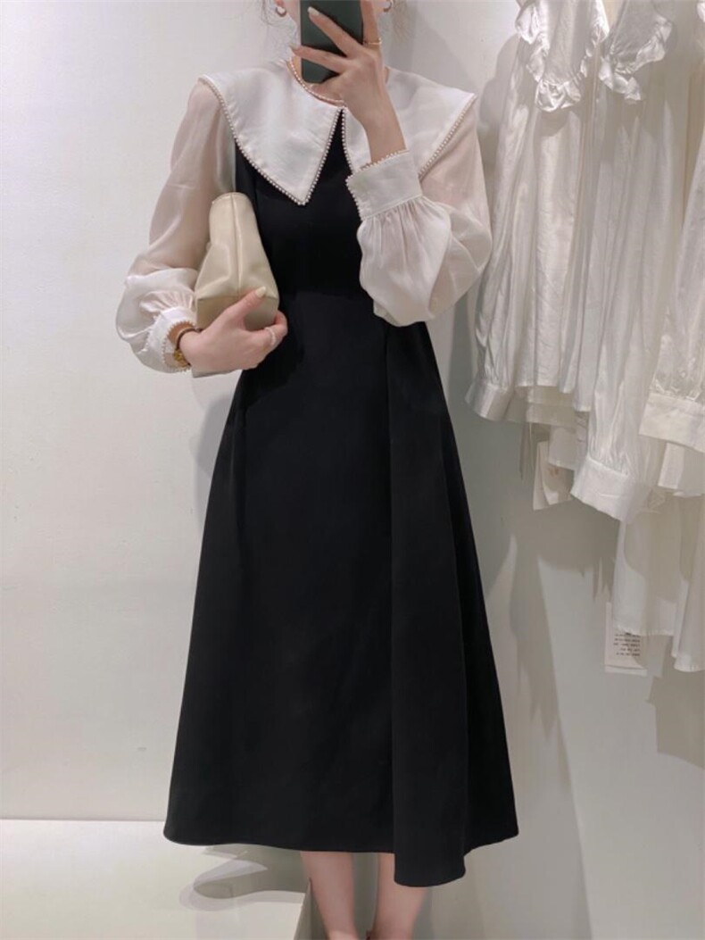拼接连衣裙，女装连衣裙，驿谷