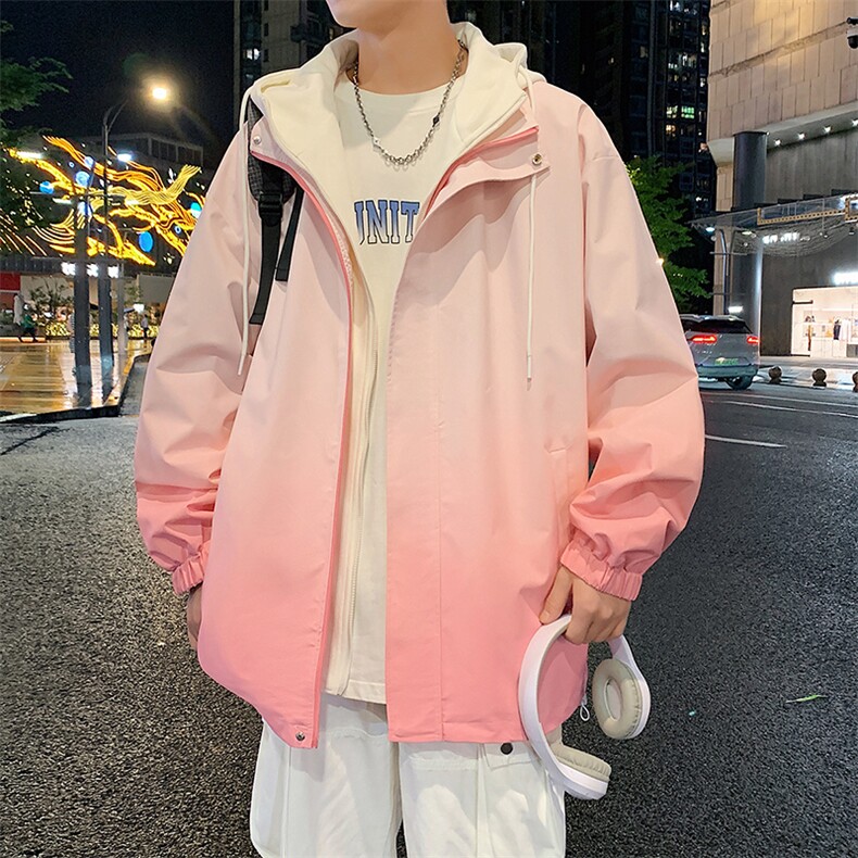 新款二开港风中性风宽松夹克男渐变防水冲锋衣外套MYJ24-7833-P75,男装夹克,星座717