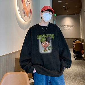 已注册港风供抖音得物高品质直播麂皮绒宽松男卫衣W3006P38图片