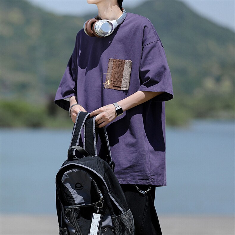 8XL-M高品质纯棉美式复古宽松简约百搭学院风短袖T恤上衣男DX343,男装T恤,电商D206-1