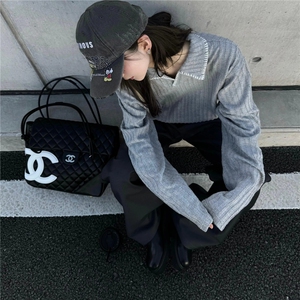 韩 手缝线 线麦穗纹针织亨利领长袖T恤柔软舒适亲肤百搭毛衣图片