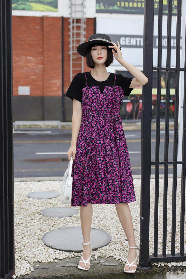 ［现货］假两件碎花连衣裙，补单款，你值得拥有！，女装连衣裙，友一有二