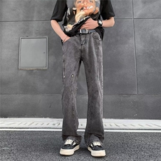 牛仔裤男士韩版潮流高街百搭直筒裤子2024夏季ins长裤RK1796-P42，男装牛仔裤，星座412-2