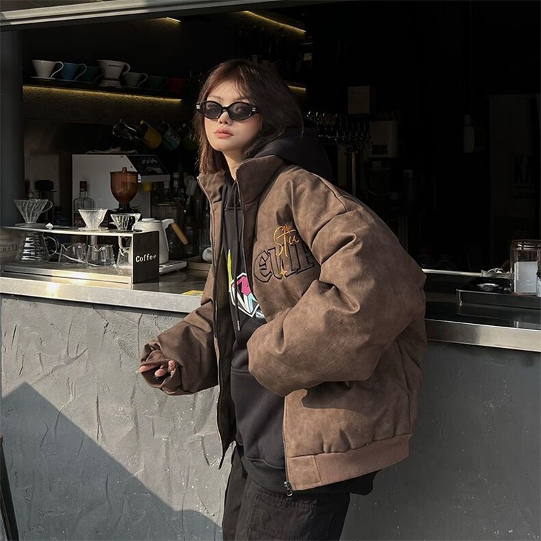 1506-1/MM8030-21/P96复古刺绣PU皮棉服男女冬季加厚宽松皮衣外套,男装皮衣,星座1506-1