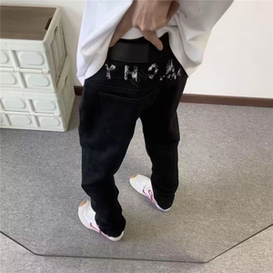 1506-1/KN1281/P55潮牌新款高端绣黑色轻奢牛仔裤修身弹力潮流图片