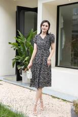 夏季雪纺碎花连衣裙，女装连衣裙，雪飞诗