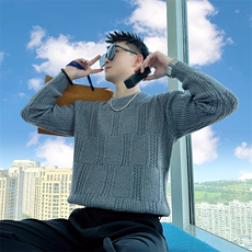 AM302/P85控115秋冬季社会小伙休闲百搭潮流保暖简约毛衣男黑首，男装针织衫/毛衣，星座305B-1
