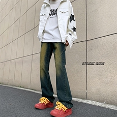 美式ins高街hiphop微喇复古蓝牛仔裤货号K2322P65控78，男装牛仔裤，电商A063