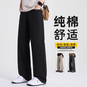 休闲裤男百搭纯棉宽松直筒长裤春季潮牌美式阔腿拖地裤Z2563-P45图片