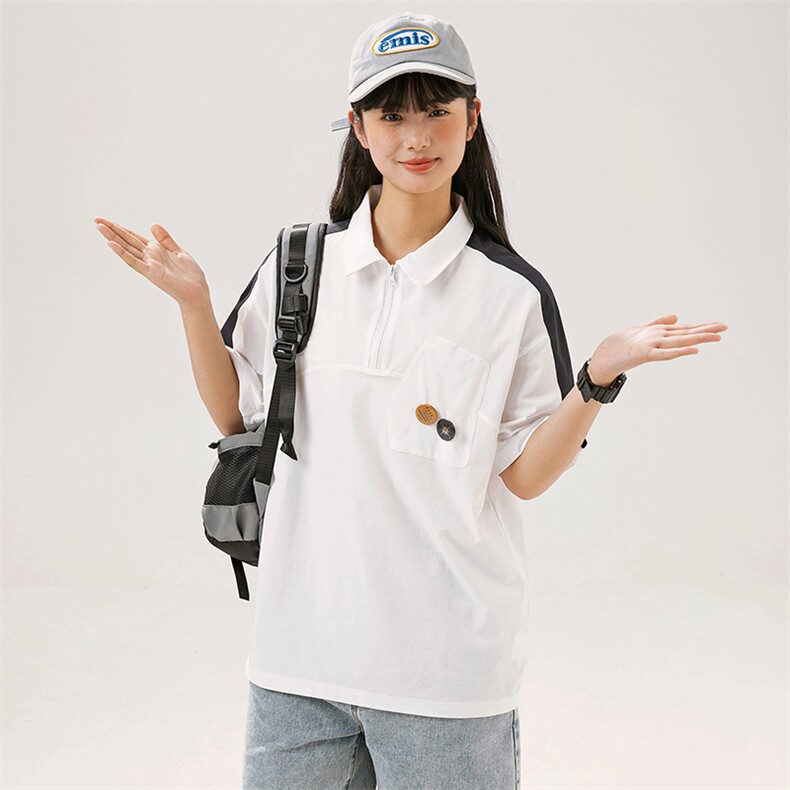 2024夏季新款男日系潮牌拼色polo衫宽松翻领短袖T恤PL66-F55,男装Polo衫,电商A101（原外27）
