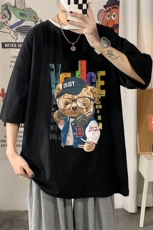 YT26211-P30亚麻短袖t恤男大码五分袖男宽松七分袖海报风，男装T恤，电商A040