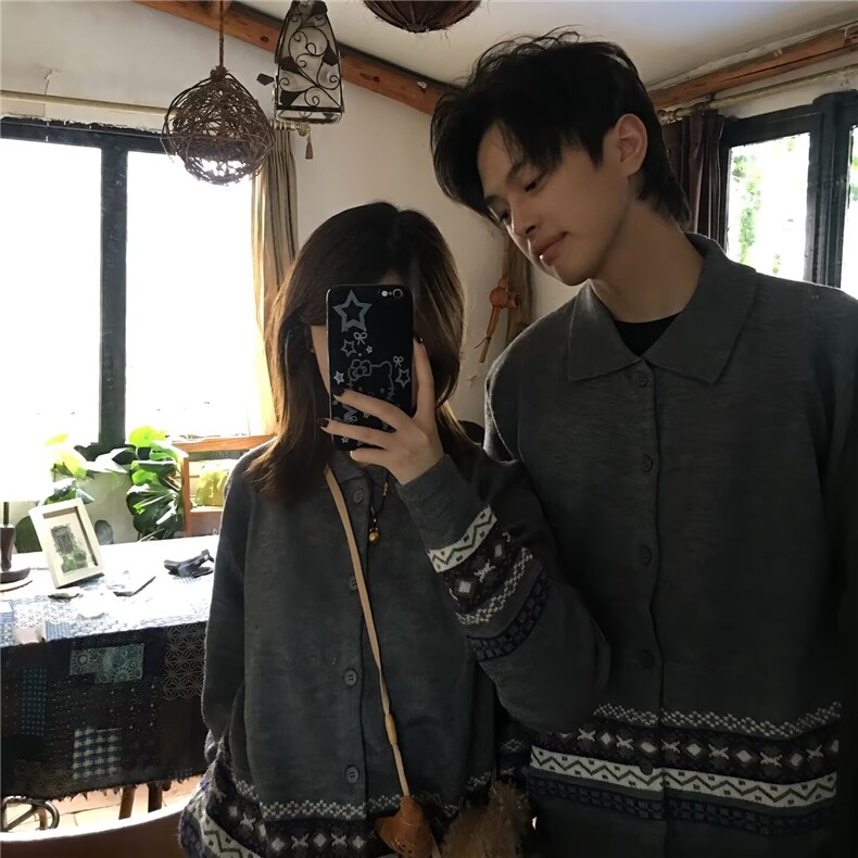 2025秋冬新款开衫毛衣美式复古休闲慵懒风针织衫男女外套,男装针织衫/毛衣,四季星座505