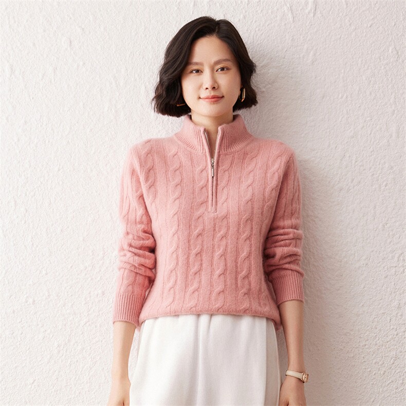 2025秋冬新款女羊绒衫100%纯山羊绒加厚保暖套衫纯色简约羊绒套衫,女装羊绒衫,雪真羊绒高端店