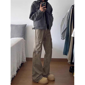 【有货】DYK8008-P55美式多口袋牛仔裤男微喇显瘦cleanfit长裤,郊油短袖牛仔衬衫怎么搭配图片