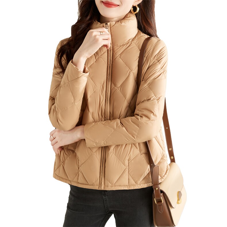 2022年冬季新款短款羽绒服立领拉链休闲90%白鸭绒加厚款,女装羽绒服,蝶眷